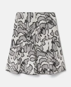 Abstract Moth Jacquard Belted Skirt