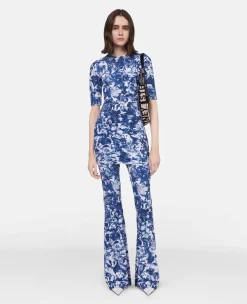 Animal Forest Print Flared Jeans