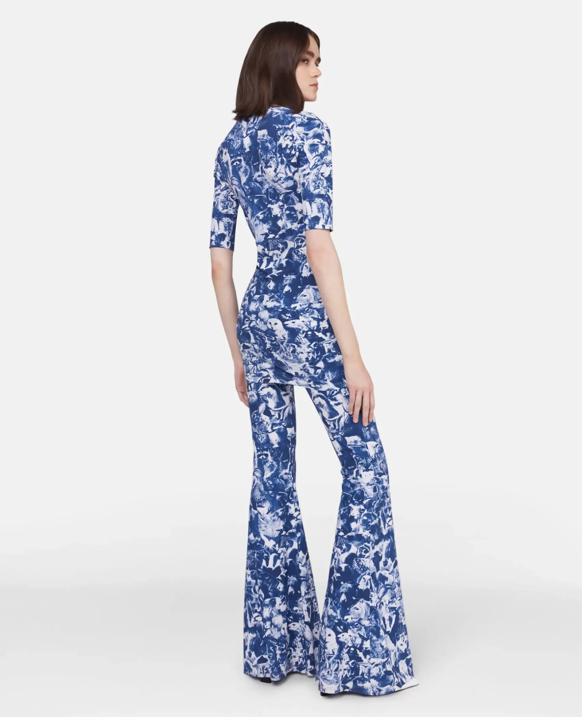 Animal Forest Print Flared Jeans