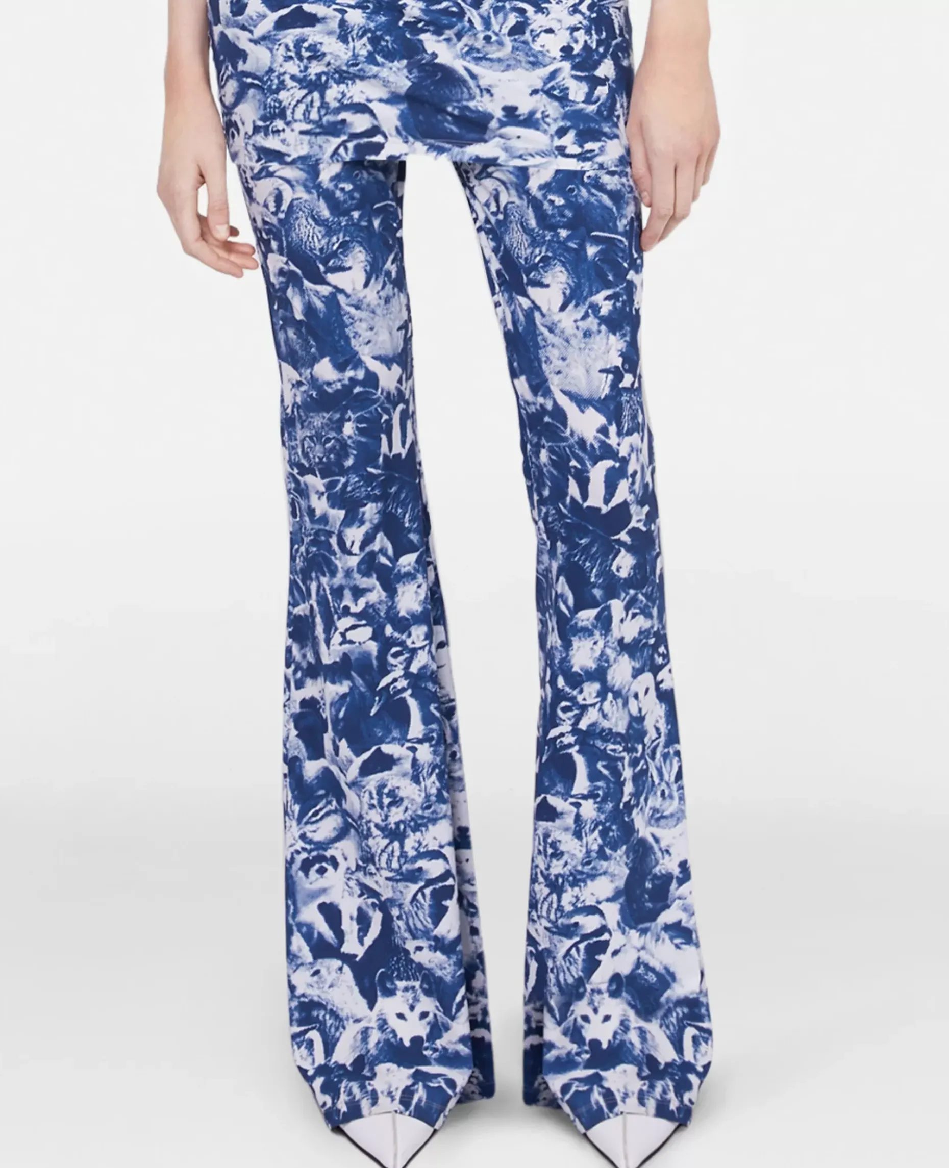 Animal Forest Print Flared Jeans