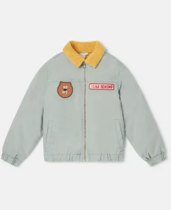 Badge Applique Borg Collar Jacket