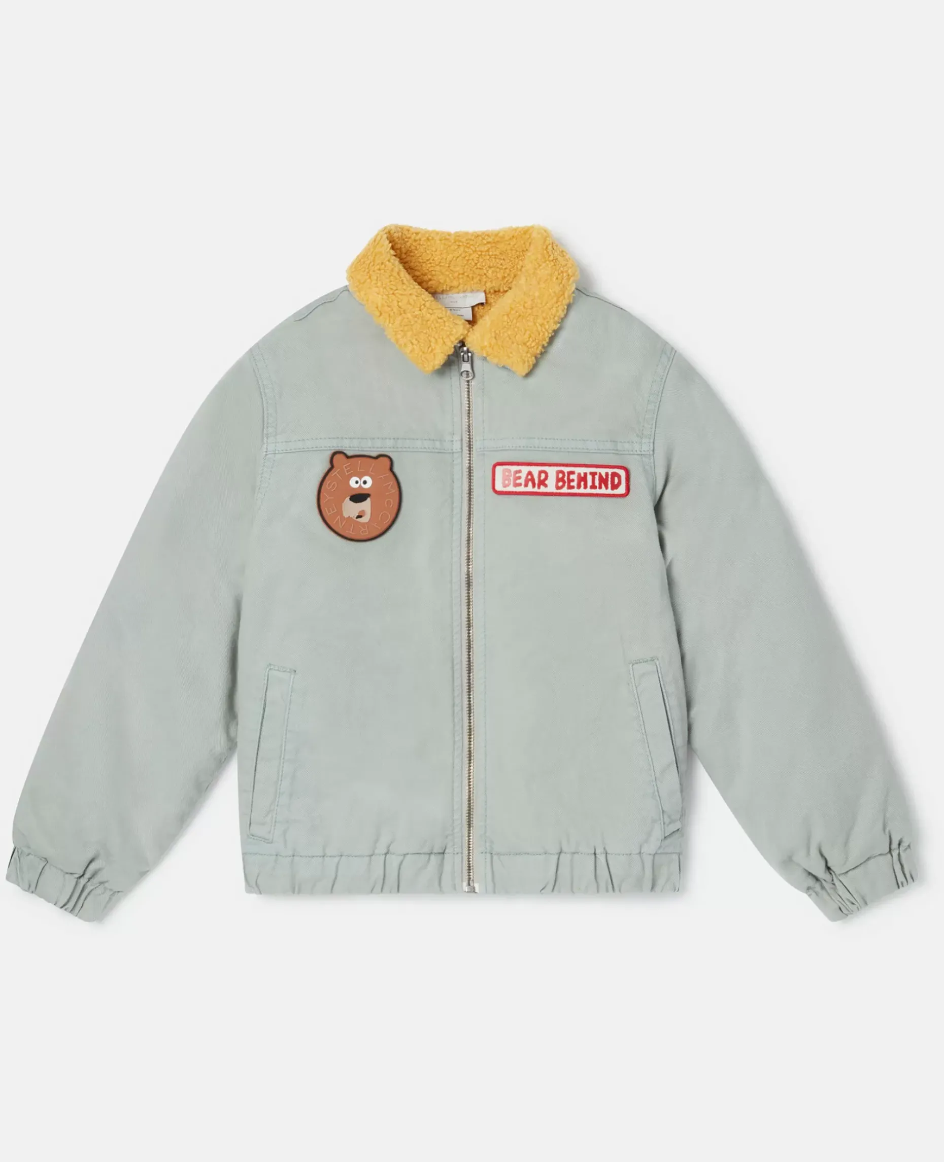 Badge Applique Borg Collar Jacket
