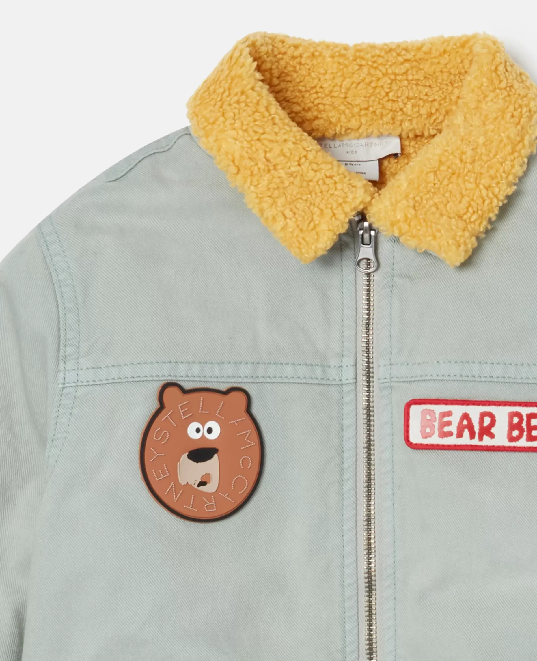 Badge Applique Borg Collar Jacket