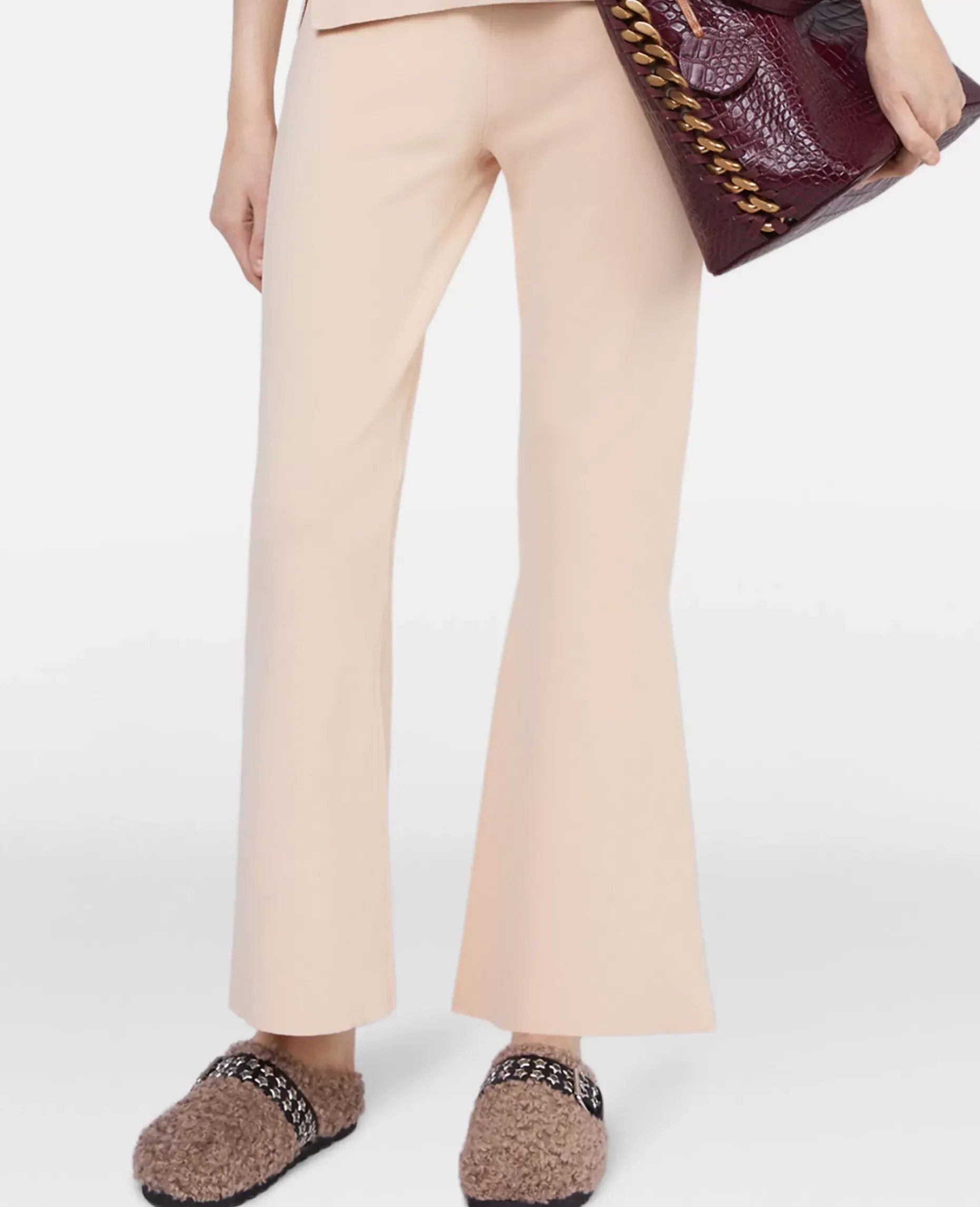Compact Knit Cropped Flared Trousers