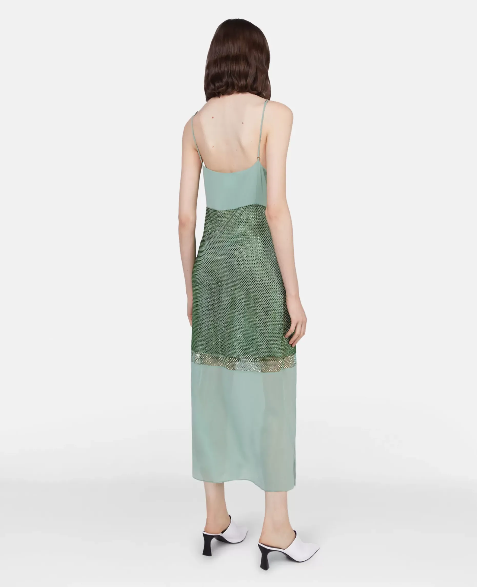 Crystal Panel Satin Slip Dress