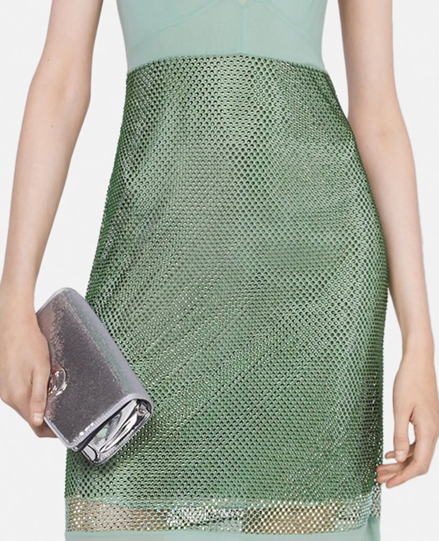 Crystal Panel Satin Slip Dress