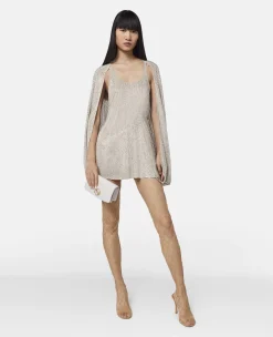 Crystal Strass Silk Cape Mini Dress
