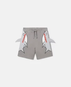 Double Shark Motif Jersey Shorts