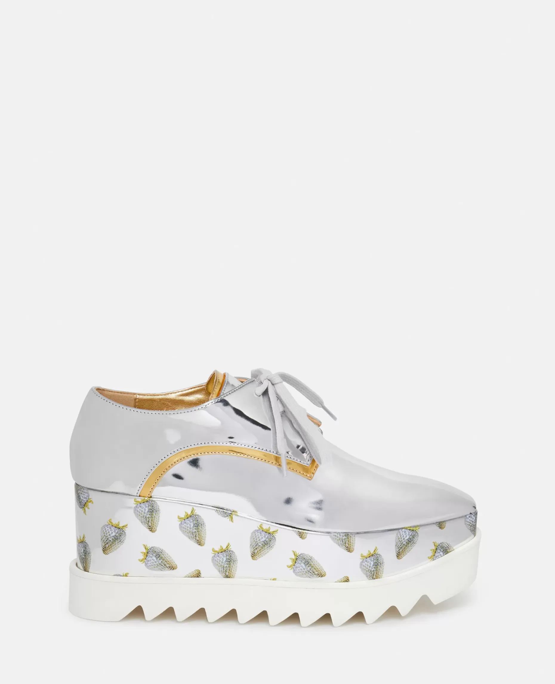Elyse Strawberry-Print Metallic Platform Shoes