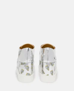 Elyse Strawberry-Print Metallic Platform Shoes