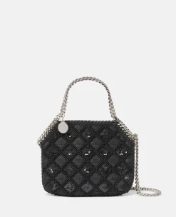 Falabella Checked Sequin Embroidery Evening Tote Bag