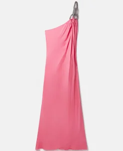 Falabella Crystal Chain Double Satin One-Shoulder Gown
