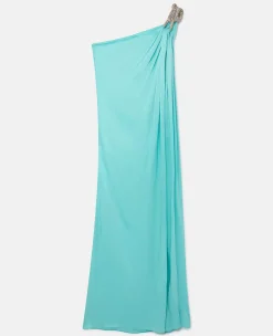 Falabella Crystal Chain Double Satin One-Shoulder Gown