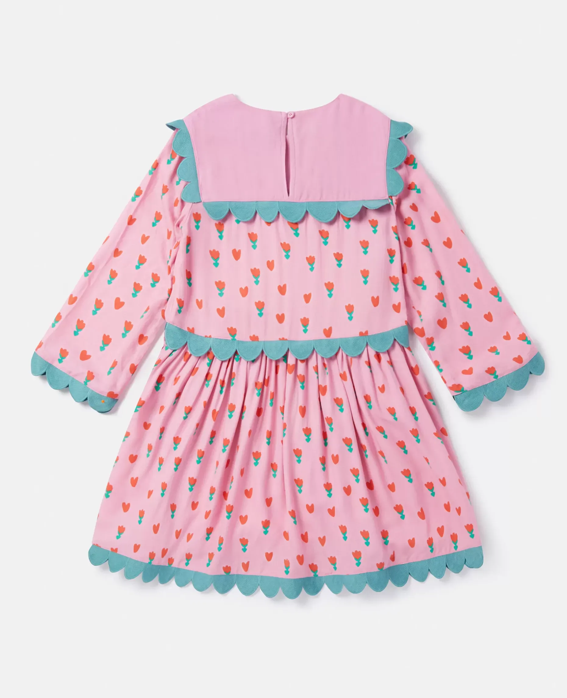 Folk Flower Print Collared Dress