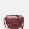 Frayme Croc-Effect Embossed Medium Flap Shoulder Bag