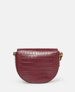 Frayme Croc-Effect Embossed Medium Flap Shoulder Bag