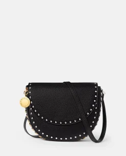 Frayme Studded Grainy Alter Mat Medium Flap Shoulder Bag