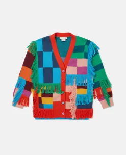 Fringed Checkerboard Cardigan