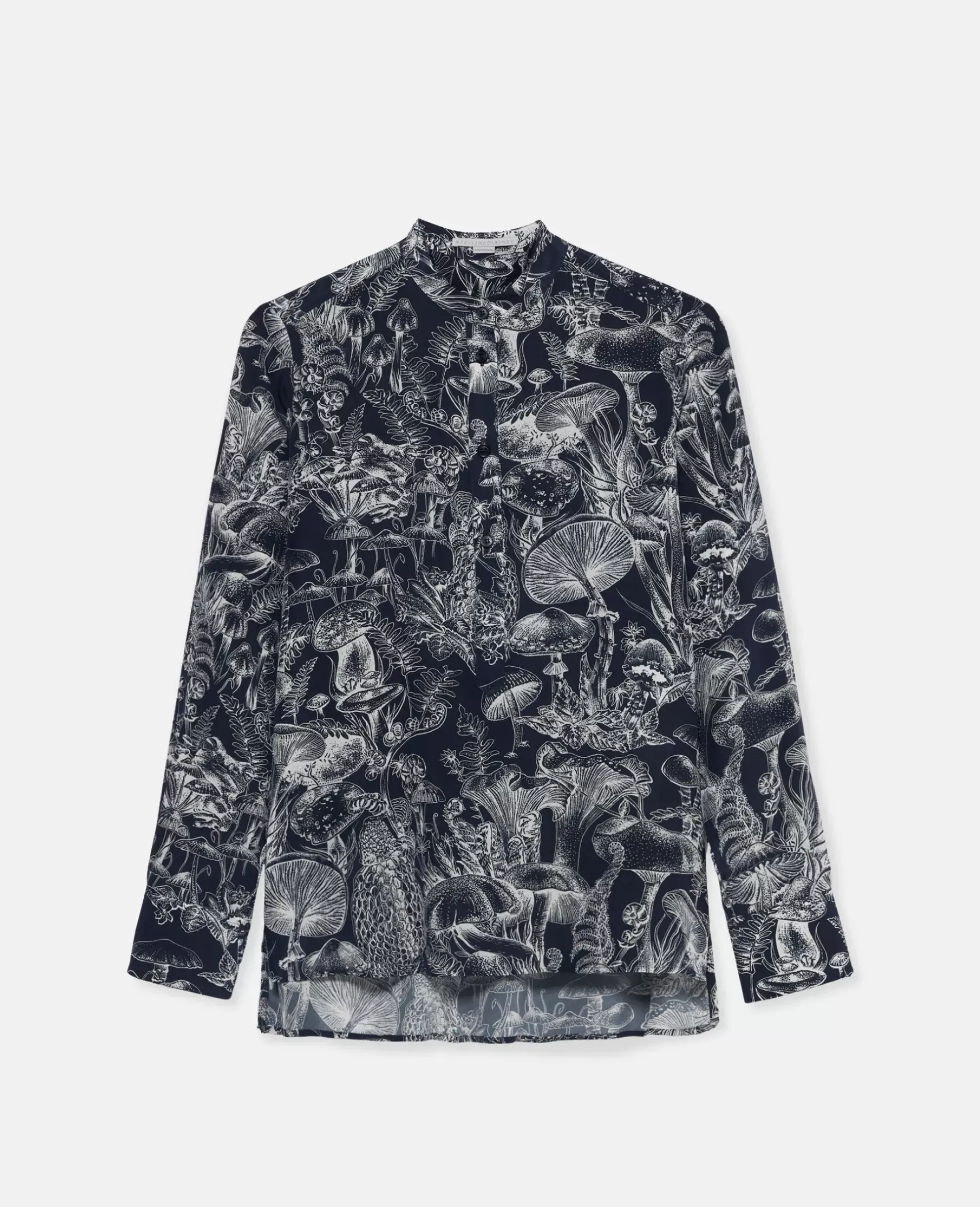 Fungi Forest Print Silk Shirt