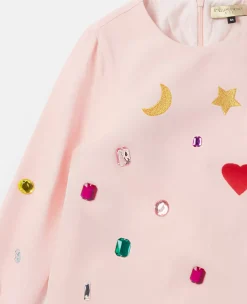 Gem Doodle Embroidery Jersey Dress
