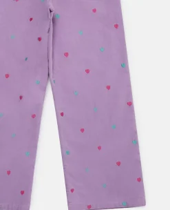 Heart Embroidery Wide Leg Jeans