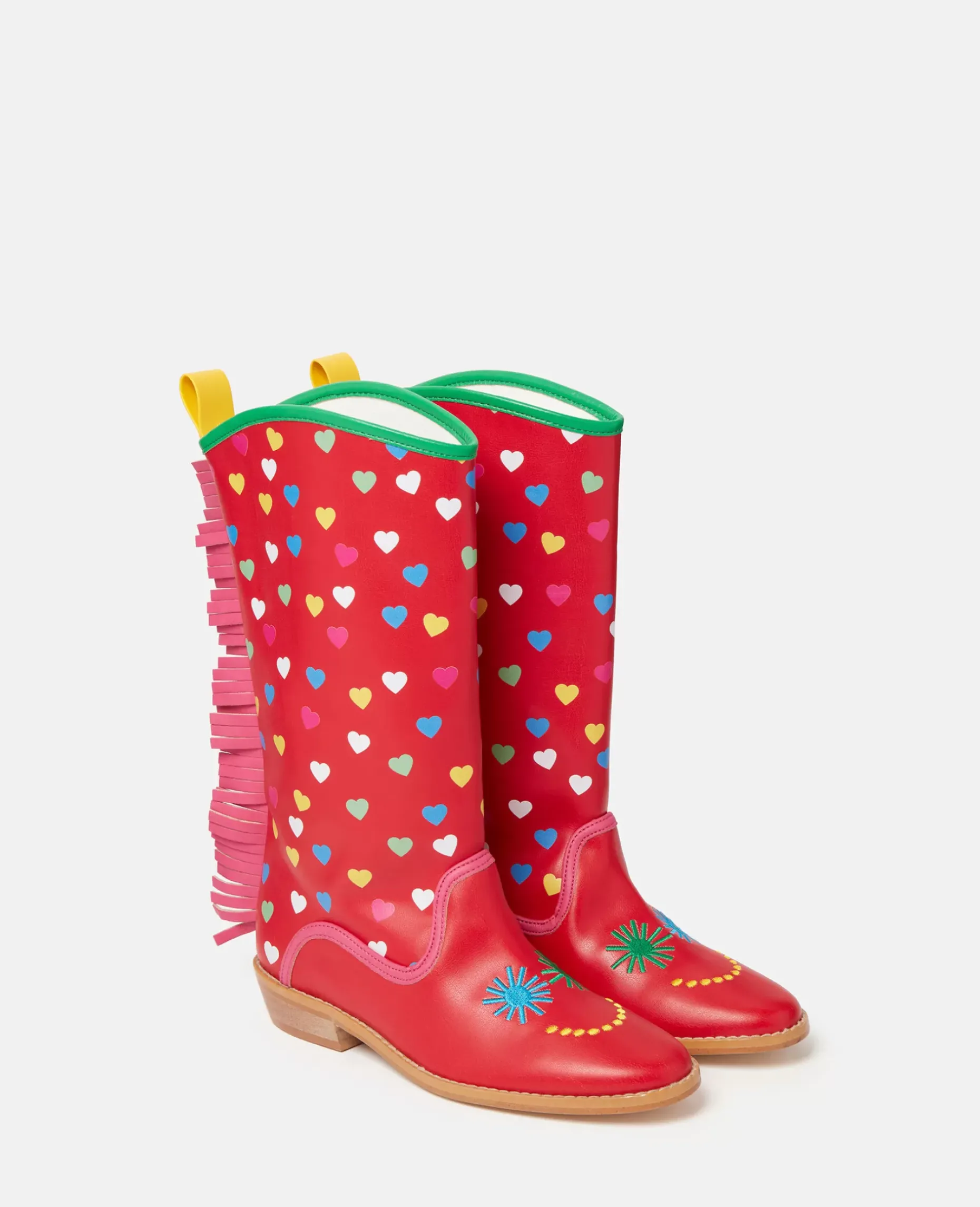 Heart Print Fringed Cowboy Boots