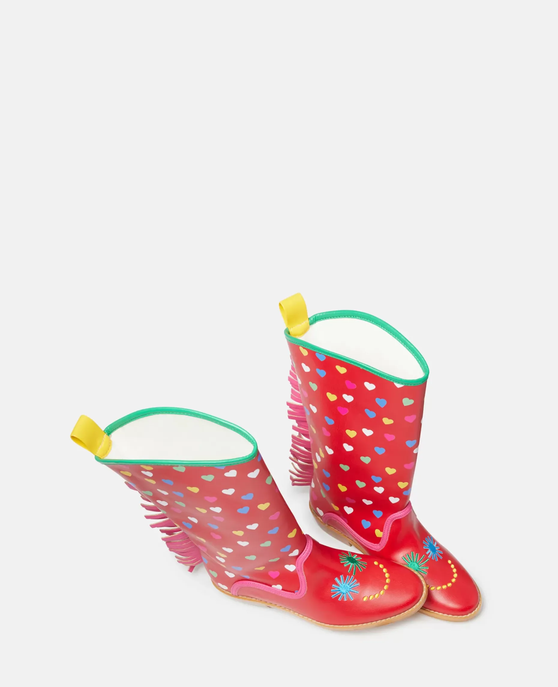 Heart Print Fringed Cowboy Boots