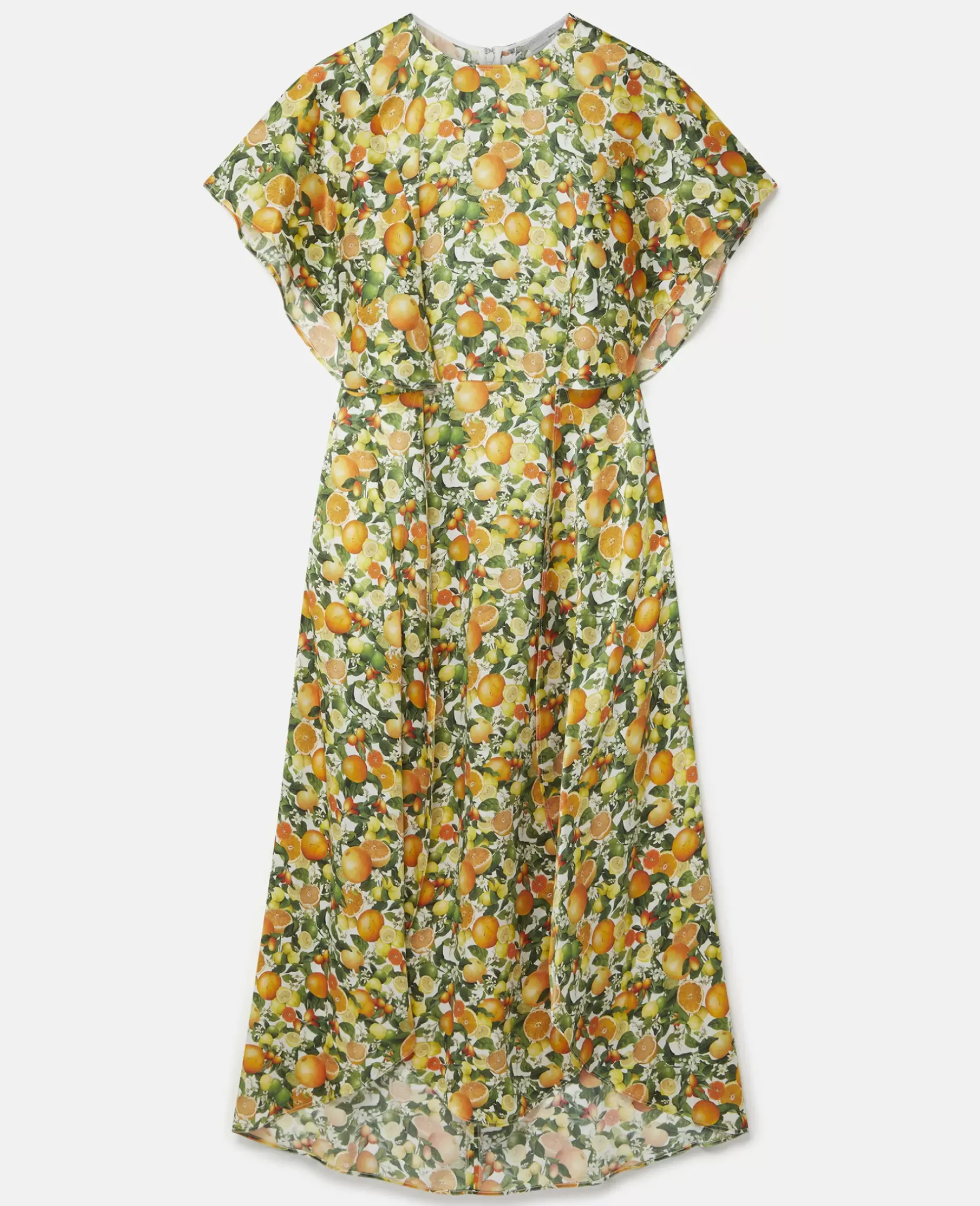 Lemon Print Silk Midi Dress