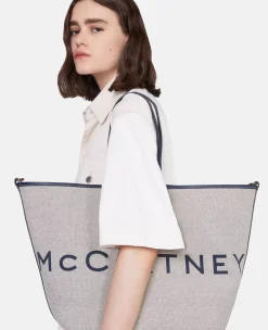 Logo Canvas Beach Tote Bag