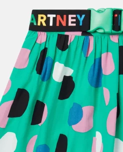 Logo Tape Dot Print Skater Skirt