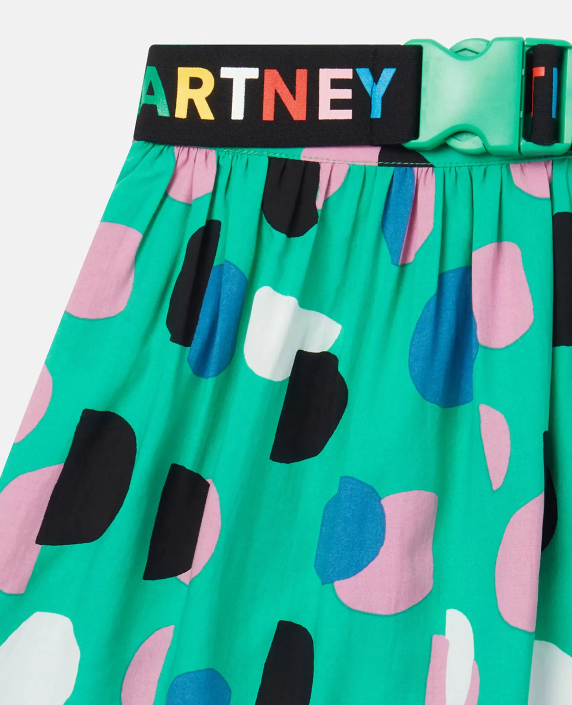 Logo Tape Dot Print Skater Skirt