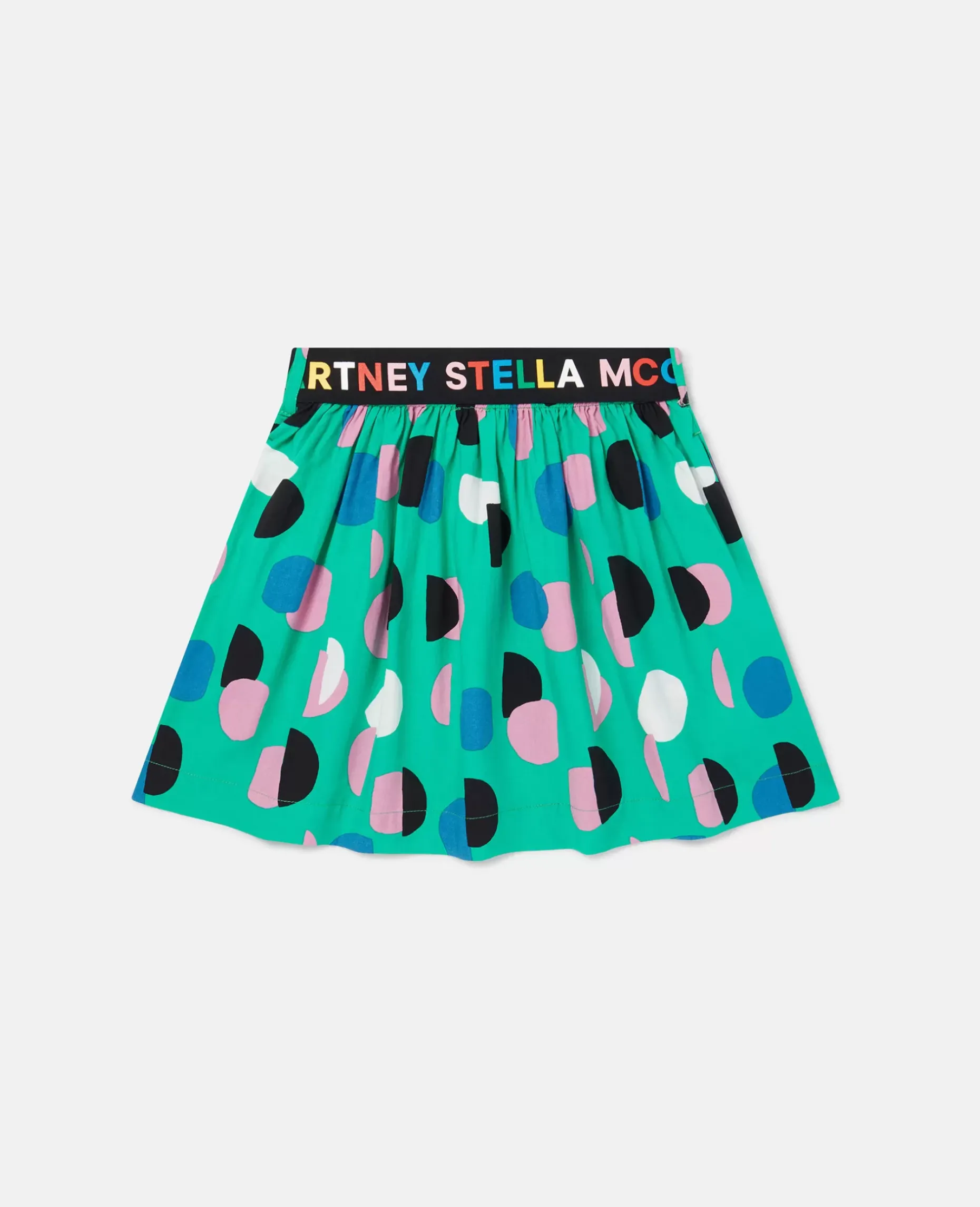Logo Tape Dot Print Skater Skirt