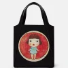 Lonesome Puppy Print Cotton Canvas Tote Bag