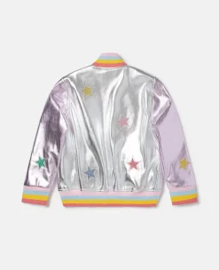 Metallic Star Applique Bomber Jacket