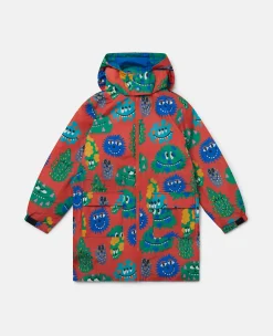 Monster Face Print Hooded Raincoat