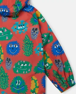 Monster Face Print Hooded Raincoat