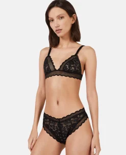 Patchwork Lace High Leg Bikini Briefs