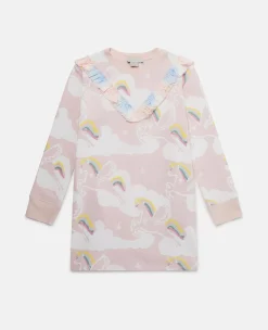 Rainbow Unicorn Cloud Print Sweater Dress