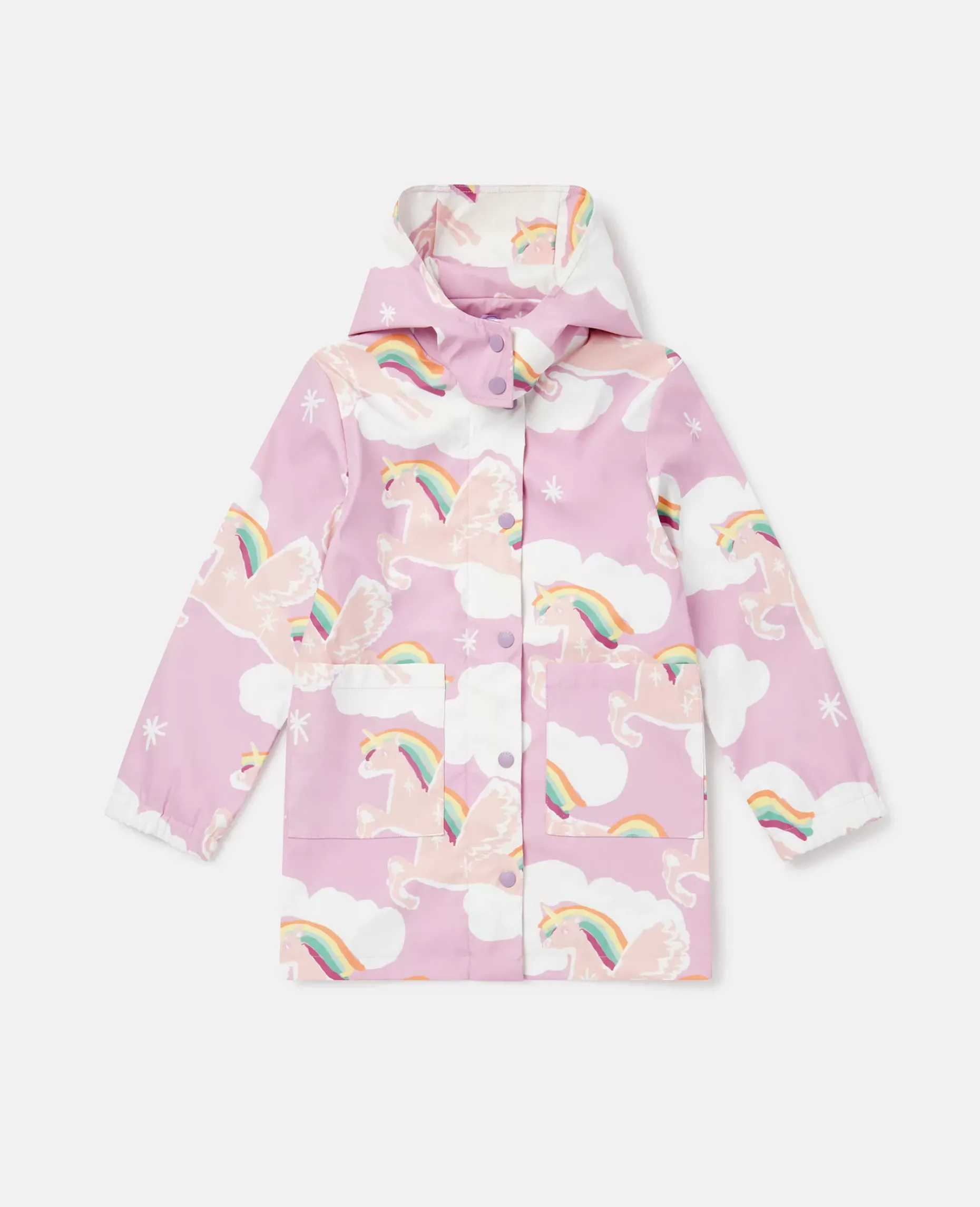 Rainbow Unicorn Cloud Print Hooded Raincoat
