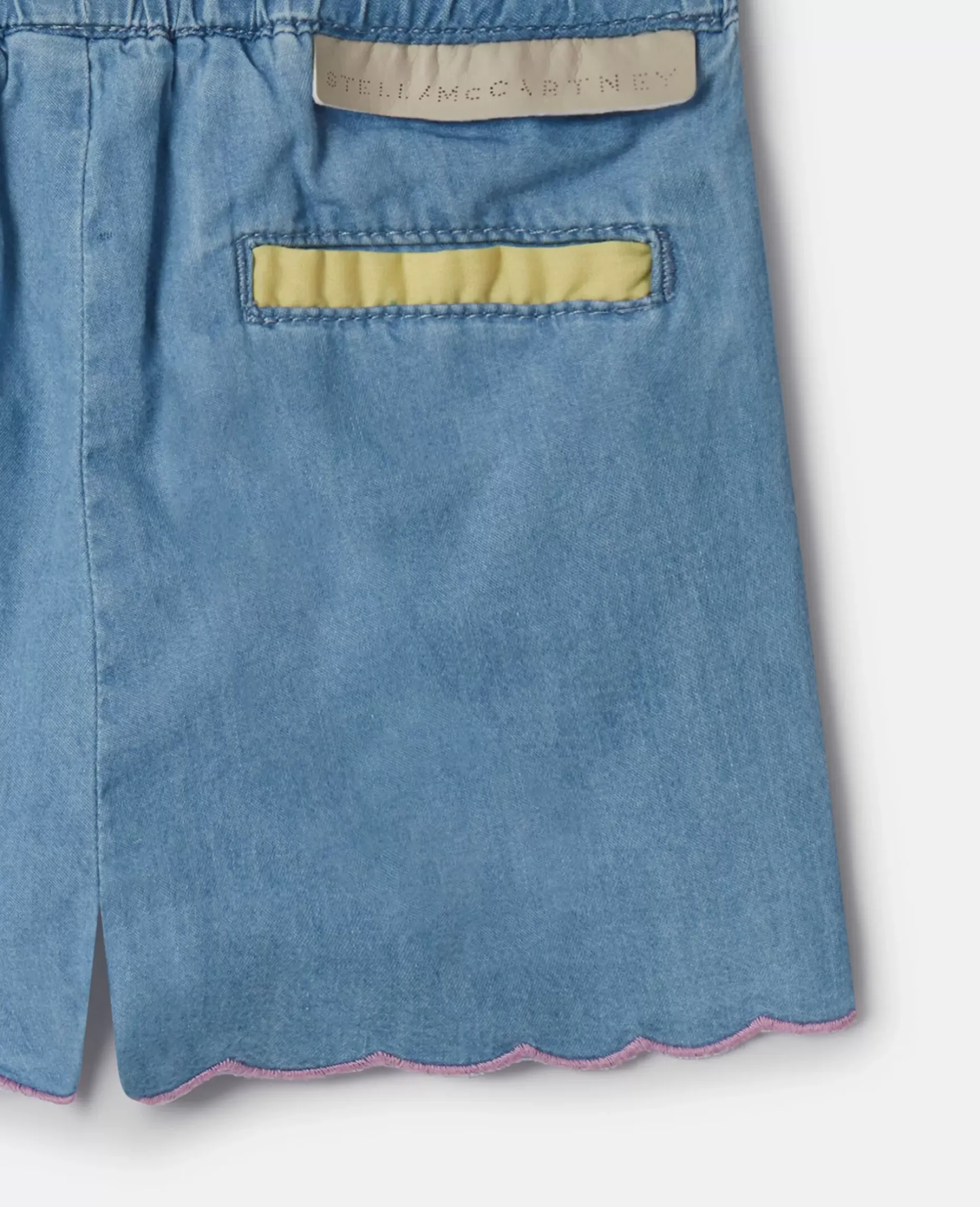 Scalloped Edge Chambray Shorts
