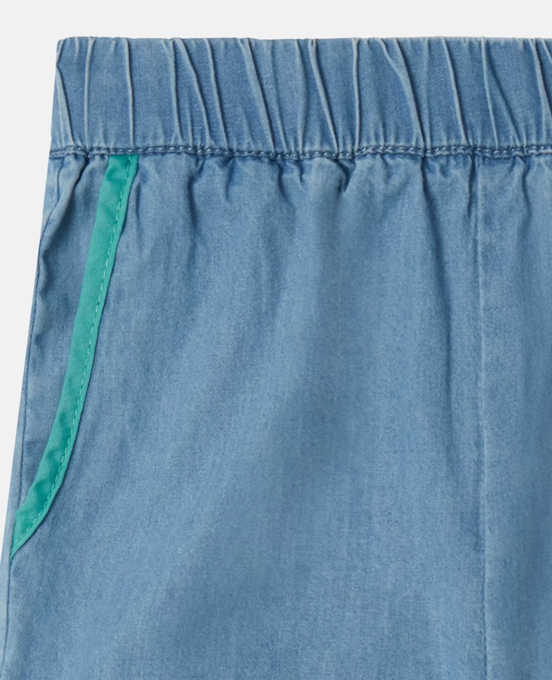 Scalloped Edge Chambray Shorts