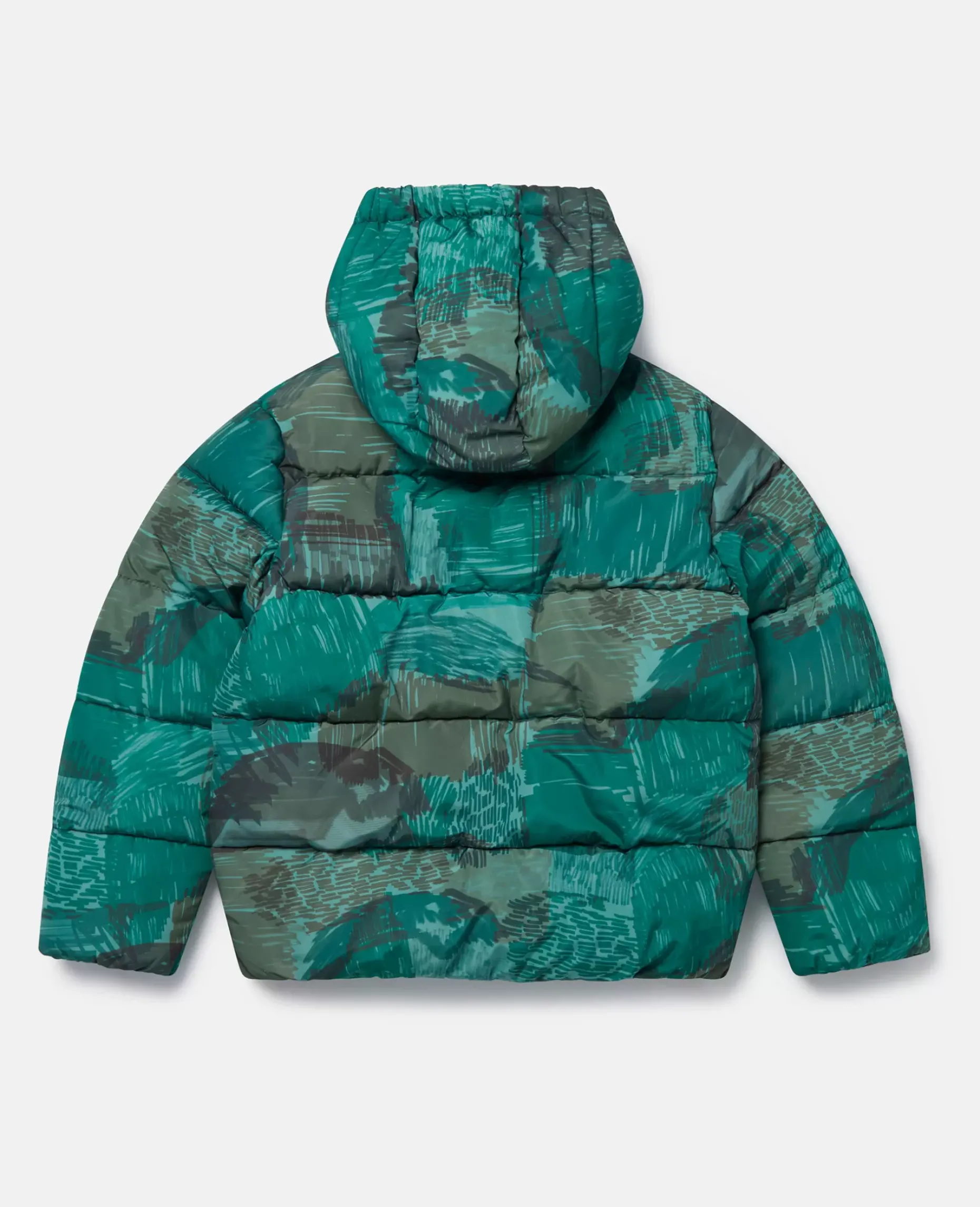 Scribble Print Hooded Puffer Coat