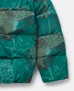 Scribble Print Hooded Puffer Coat