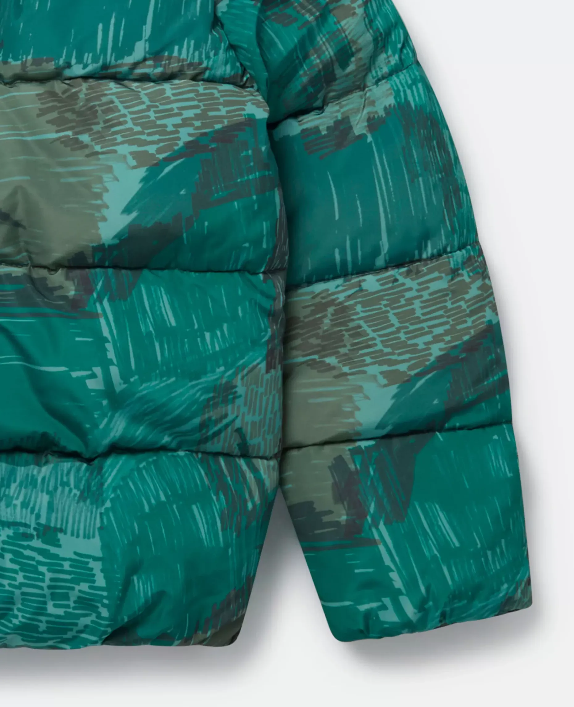 Scribble Print Hooded Puffer Coat