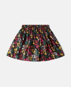Scribbled Heart Print Skater Skirt