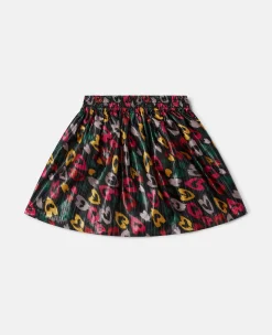 Scribbled Heart Print Skater Skirt