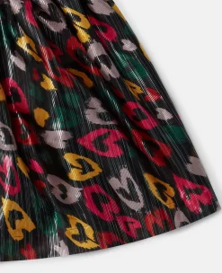 Scribbled Heart Print Skater Skirt