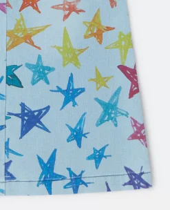Scribbled Star Print Denim Dress