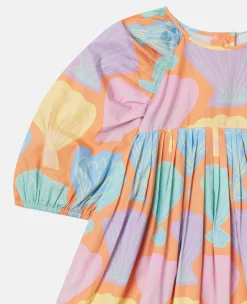 Seashell Print Puff Sleeve Dress