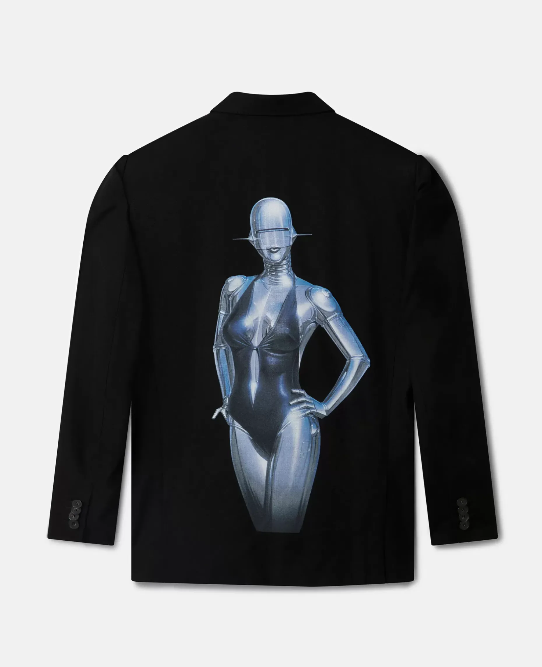 Sexy Robot Graphic Tuxedo-Lapel Blazer